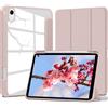 VAGHVEO Custodia per iPad A17 Pro Modello 2024 Mini 7ª Generazione/iPad Mini 6 Modello 2021 8,3 Pollici con Portapenne, Cover in Pelle PU Leggera, Case Protettiva Antiurto Retro Trasparente, Rosa
