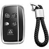 M.JVisun Morbido TPU Chiave Auto Protettiva Custodie Cover per Land Rover Discovery 4/Sport Freelander 2 per Range Rover Evoque/Sport/Velar Intelligente Chiave- Lucido Argento- Intrecciato Portachiavi