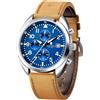 SAPPHERO Orologio da uomo orologio al quarzo analogico con cinturino in pelle, classico orologio da uomo business, quadrante con numeri arabi, facile da leggere
