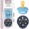 Bibs Moomin x BIBS Colour Ciuccio, 6-18 mesi, Breeze/Deep Space | Tettarella rotonda | Lattice di gomma naturale | Taglia 2 | Senza BPA | Prodotto in Danimarca | Scudo anti-irritazione