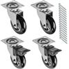 GTV - Ruote per mobili BRAZIL, ruote girevoli, set di 4 ruote per mobili: 2 ruote con freno, 2 senza freno, in acciaio e gomma, + 16 viti PanHead 5 x 15/16, diametro: 75 mm, colore: Nero