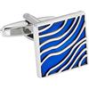 URBAN JEWELRY Gemelli in Acciaio Inox con Disegno a Onda su Smalto Blu