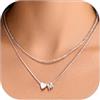 Bestyle Collana Iniziale M Oro Collana a Girocollo a Doppia Pila Cuore Lettera A-Z Ciondolo Piccolo Regalo Compleanno 40+5CM Regolabile