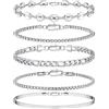 TINGN Bracciale da uomo in argento 316L in acciaio inox cubano, corda ro, set di gioielli regalo per uomini, papà, fidanzato, marito, Acciaio inossidabile