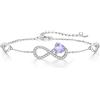 Qings Bracciale Infinito Donna Argento 925 con Alessandrite Infinity Cuore Giugno Pietre di Nascita Bracciali Regolabile Viola Chiaro Gemma Braccialetto, Gioielli Regalo Compleanno per Donne Ragazze