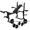 vidaXL Panca Multifunzione Bilanciere e Manubri 30,5 kg Allenamento Fitness