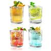 AUFIKR Set di 4 bicchieri a righe, a righe, per whisky, cocktail, birra, caffè freddo, tè, regali carini