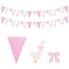 Lyreh 2pz Kit Compleanno Tema Oca, Divertenti Cartone Oca Decorativa Striscione con Fiocchi e Gagliardetti per Feste di Compleanno Baby Shower e Decorazioni a Tema Animale