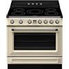 Smeg TR90IMP Cucina 90 Cm, Modello Victoria, Piano Cottura A Induzione, 5 Zone, Forno Elettrico Multifunzione, 115 Litri, Color Panna, Classe Energetica A