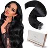 Hetto Extension Microring Capelli Veri Nero 50cm 40g 50 Ciocche Extension Capelli Umani Micro Invisibili Remy Lisci #1