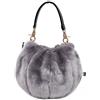 Aisi Borsa a secchiello da donna in pelliccia sintetica, borsa a tracolla in pelliccia, da sera, Grigio