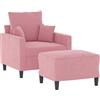 vidaXL Poltrona con Poggiapiedi Rosa 60 cm Velluto, poltrona, seduta, poltrona tv, divano, poltrona relax, seduta con poggiapiedi, poltrona rilassante