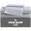 Eddie Bauer - Lenzuola doppie, percalle di cotone set di biancheria da letto, fresco e fresco Home Decor (ticchettio a righe navy/verde, doppio)