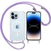MyGadget Cover per iPhone 15 - Custodia con Corda - Case con Cordino Opaca Antiurto/Bumper con Laccio/Tracolla - Practical Stylish per Collo Blu scuro