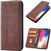 OKZone Cover per Samsung Galaxy Note 8, Custodia Flip Pelle Portafoglio Magnetica Libro [Slot Schede], Silicone TPU Bumper Wallet Supporto Cover, Antiurto [Kickstand] (Marrone)