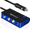 OOWOLF Caricatore Auto QC 3.0 180W, Accendisigari 12V/24V con 3 Prese & 4 Porte con Display LED Caricabatterie da Auto per GPS, Dash Cam, Telefono e Tablet