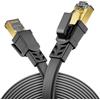 deleyCON 15m Cavo LAN CAT 8.1 Piatto Rete Conduttore Rame 40 Gbit 2000 MHz Patch Gigabit Ethernet Cable Connettore RJ45 LAN DSL CAT.8 - Nero