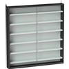 HOMCOM Bacheca Portaoggetti a 5 Ripiani Regolabili in Legno con Ante in Vetro, 80x9.5x83 cm, Bianco e Nero | Aosom Italy