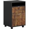 HOMCOM Mobile per Ufficio con Ripiano Aperto, Cassetto con Serratura e Armadietto, 40x35x60 cm, Marrone | Aosom Italy