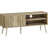 HOMCOM Mobile porta TV con anta scanalata, ripiano regolabile e foro per cavi, 115x35x49 cm, Rovere | Aosom Italy