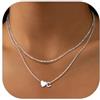 Bestyle Collana Iniziale C Oro Collana a Girocollo a Doppia Pila Cuore Lettera A-Z Ciondolo Piccolo Regalo Compleanno 40+5CM Regolabile