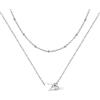 Bestyle Collana Iniziale S Oro Collana a Girocollo a Doppia Pila Cuore Lettera A-Z Ciondolo Piccolo Regalo Compleanno 40+5CM Regolabile