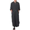 YAODAMAI Abito Etnico da Uomo in Cotone e Lino, Camicia araba Musulmana, Accappatoio mediorientale, Camicia da Notte Allentata Casual
