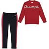 Champion Campione Abbigliamento Ragazza Set Moda Atlhetic Girocollo Tuta Sport Palestra Casual Bambini Tuta Nuovo rosso/nero 11-12 Anni