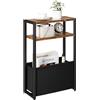IBUYKE Tavolino Sottile con Cestino in Tessuto,3 Livelli Tavolino Piccolo Per Piccoli Spaz, 18 x 43 x 65 cm, Comodino Moderno Per Soggiorno Camera Balcone Cucina,Marrone TMZ009H