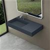 doporro Lavabo Bagno Sospeso Lavabo da Appoggio Rettangolare in Marmo Resina Antracite Opaco, Vasca a Sinistra 100x48x13 cm con 1 Foro Rubinetto e Piletta Scarico, Colossum12