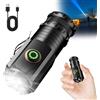 Homirty Mini torcia LED ricaricabile, tipo C, ultra luminosa, impermeabile, con 5 modalità, 2000 lumen, potente e compatta per le emergenze all'aperto, campeggio, escursioni