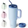 BOTTLE BOTTLE bottlebottle Tazza termica da 1200 ml, tazza con cannuccia e manico, tazza con cannuccia sottovuoto in acciaio inox, per regali, feste, ufficio, caffè (blu)