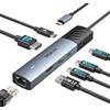 MOKIN Adattatore USB C HUB, 7 in 1 con HDMI 4K@60HZ, Ethernet, 3 porte USB-C 3.1 e 1 porta dati USB-A, PD100W, RJ45, adattatore multiporta per MacBook Pro/Air, Surface, Dell XPS, HP, Thinkpad