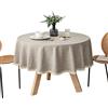 FANIVIN Tovaglia rotonda in cotone e lino Resistente all'acqua e alle macchie Facile da pulire Khaki Diametro 180cm