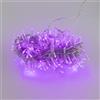 Catenaria Natalizia LED 8 GIOCHI DI LUCE 15m CAVO TRASPARENTE IP44 Luce VIOLA Colore Viola 550 - 570 °K