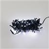 Catenaria Natalizia LED 8m con 8 GIOCHI DI LUCE IP44 Cavo VERDE Colore Bianco Freddo 7500 - 8500 °K