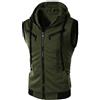 QIFLY Gilet da corsa da uomo senza maniche con cappuccio senza maniche con cappuccio per allenamento fitness t-shirt elastica palestra gilet sportivo estivo senza maniche cerniera slim fit felpa pullover