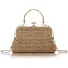 Jywmsc Pochette di Paglia per Donna, Borse da Sera Estive, Borse a Tracolla da Spiaggia Intrecciata per Feste, Prom, Matrimoni