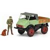 SCHUCO SH450254800 MERCEDES UNIMOG WEIDMANNSHEIL W/HAUNTER AND DOG 1:43 Modellin