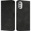 KOUYI Compatibile con Motorola Moto E32 Custodia per Telefono, Slot per schede Flip in Pelle Sintetica PU, cavalletto con Chiusura Magnetica, custodie Antiurto (Nero)