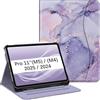 FINTIE Custodia per iPad Pro 11 Pollici (M5 2025 / M4 2024) con Portapenna, Multi-angli Slim Fit Folio Cover Case con Pocket e Auto Sveglia/Sonno, Lilla Marble