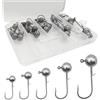 peiqiup Teste Piombate Gancio Ami da Pesca (25 Pezzi), Con sfere rotonde al piombo, Con Scatola portaccessori per Pesca, Per pesci di gomma, 7g/10g/12g/14g/17g