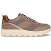 GEOX Spherica Sneaker In Pelle Ed Ecopelle Grigio Marrone - Uomo - Grigio Marrone