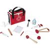 Janod - Valigetta del Dottore per Bambini - 10 Accessori in Legno Massello Inclusi - Gioco di Imitazione - A Partire dai 3 Anni, J06513, Rosso