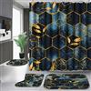 Poedist Set di tende da doccia in stile natalizio (nido d'ape blu navy)