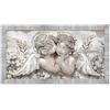Lupia - Quadro Moderno con Cornice GIOVY Bianca Argento, Angels in Flowers, Stampa su Pannello in Legno con Glitter, Adatto per Soggiorno, Camera da Letto, Cucina, Ufficio, 60x110 cm, Tema Angeli