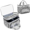 Luxja Doppio Strato Borsa da Cucito con Scomparto Trasparente, Borsa Organizer per Cucito con Divisore Staccabile per Articoli da Cucito (Solo Borsa), Punti Grigi