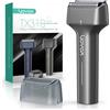 VOYOR Regolabarba Uomo Rasoio Elettrico Uomo 3 Strati di Lame Flottanti Precisione Macinazione Rasoio Elettrico IPX6 Impermeable Lega Rasoio Luce del Display di Ricarica LCD Rasoio TX310 (Grigio)
