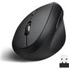 Perixx PERIMICE-619B Mouse verticale portatile Bluetooth - multidispositivo 3 in 1 senza fili - Silent-Click - Dimensioni compatte portatili - Nero - Mano destra