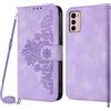 Netany Cover per Motorola Moto G42 con Cordino, Flip Portafoglio Custodia in Pelle, [2 Porta Carte][Chiusura Magnetica],Custodia Libro Antiurto Cover con Laccio per Motorola Moto G42 (Viola)